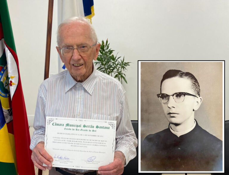 Padre André aos 91 anos recebe título de Cidadão Honorário de Sertão Santana